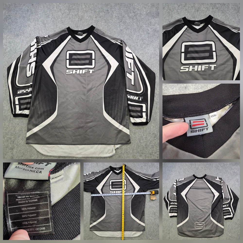 Shift Jersey Mens 3XL Gray Black Motocross MotoX Racing Graphic Long Sleeve MX